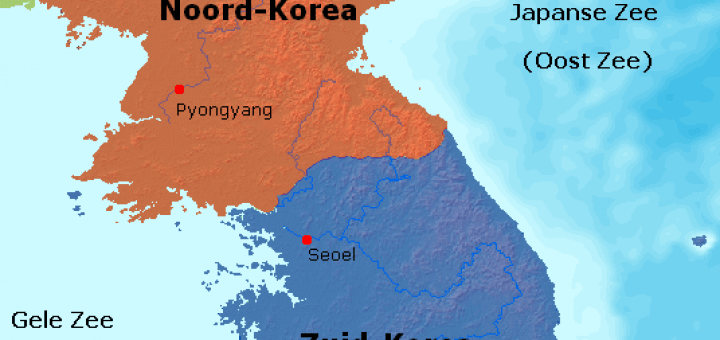 Kaart van Noord Korea en omgeving