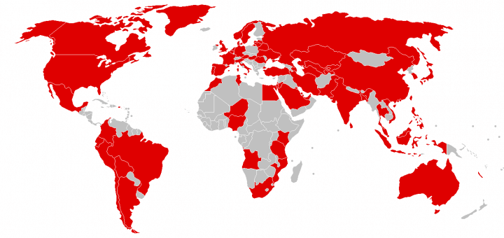 getroffen landen door ransomware WannaCry op kaart