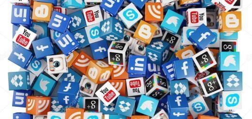 iconen sociale media in blokjes van techreuzen