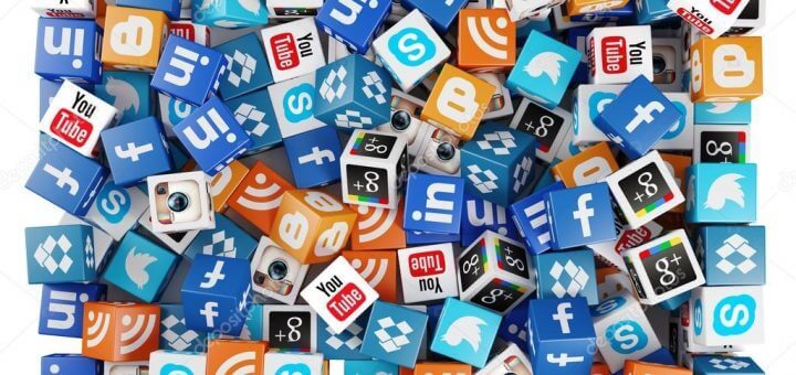 iconen sociale media in blokjes van techreuzen