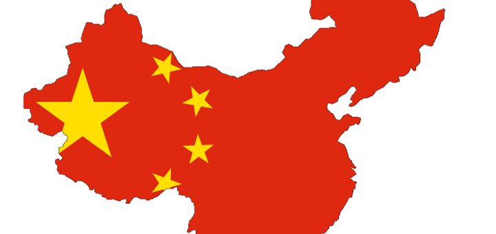 China vorm van land in rood