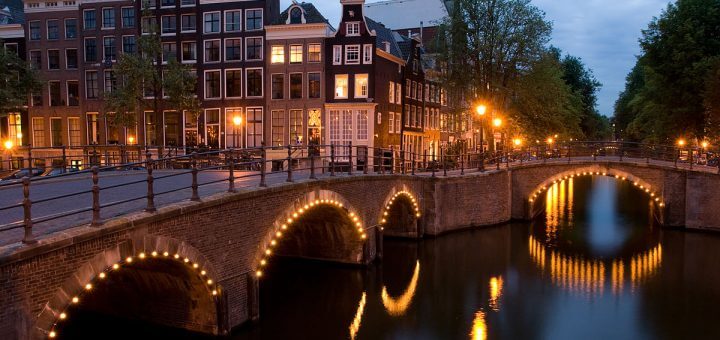Steden Amsterdam Keizersgracht verlicht