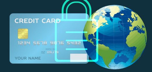 online betalen credit card met hangslot en wereldbol