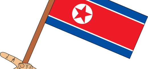 Noord-Koerea vlaggetje in de hand