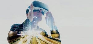 Man met VRbril realiteitsbouwer