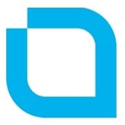 Blauw geometrisch logo bestaande uit twee afgeronde rechthoeken, de ene genest in de andere, die een abstracte, open vierkante vorm vormen op een witte achtergrond.