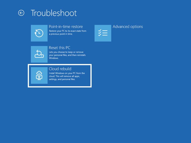 Windows 11 Cloud rebuild Windows 11 Cloud rebuild